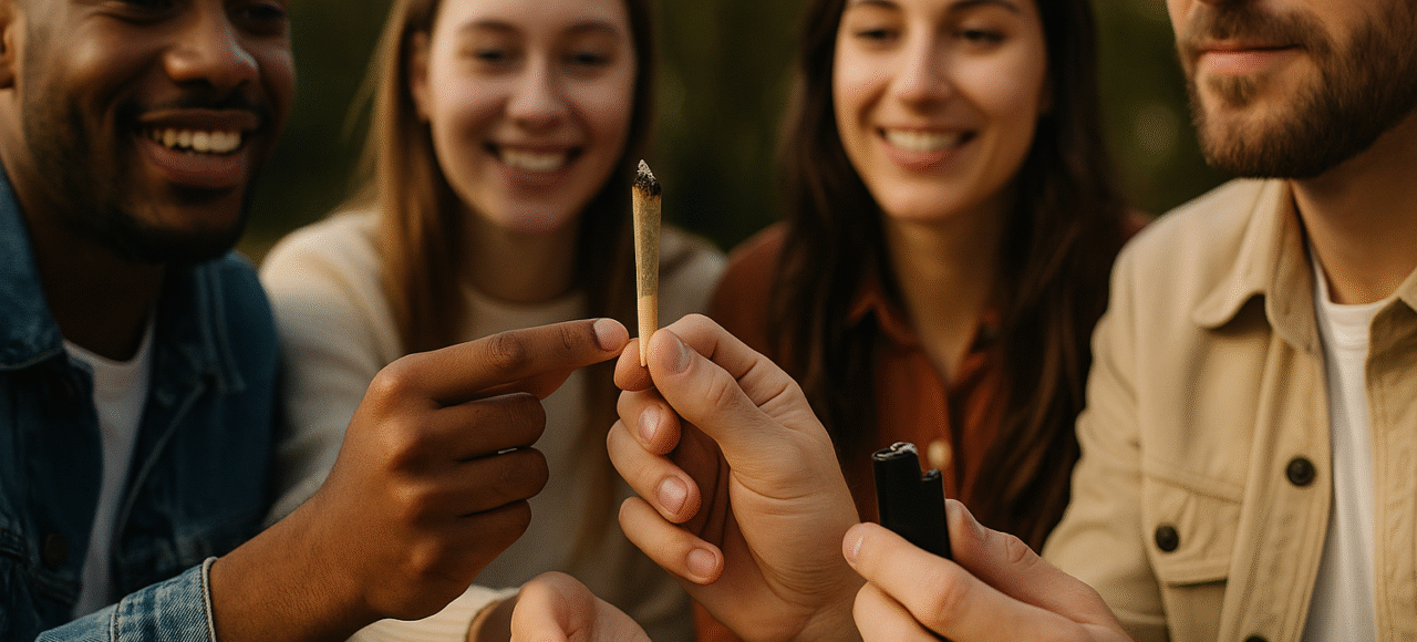 friends sharing a pre-roll