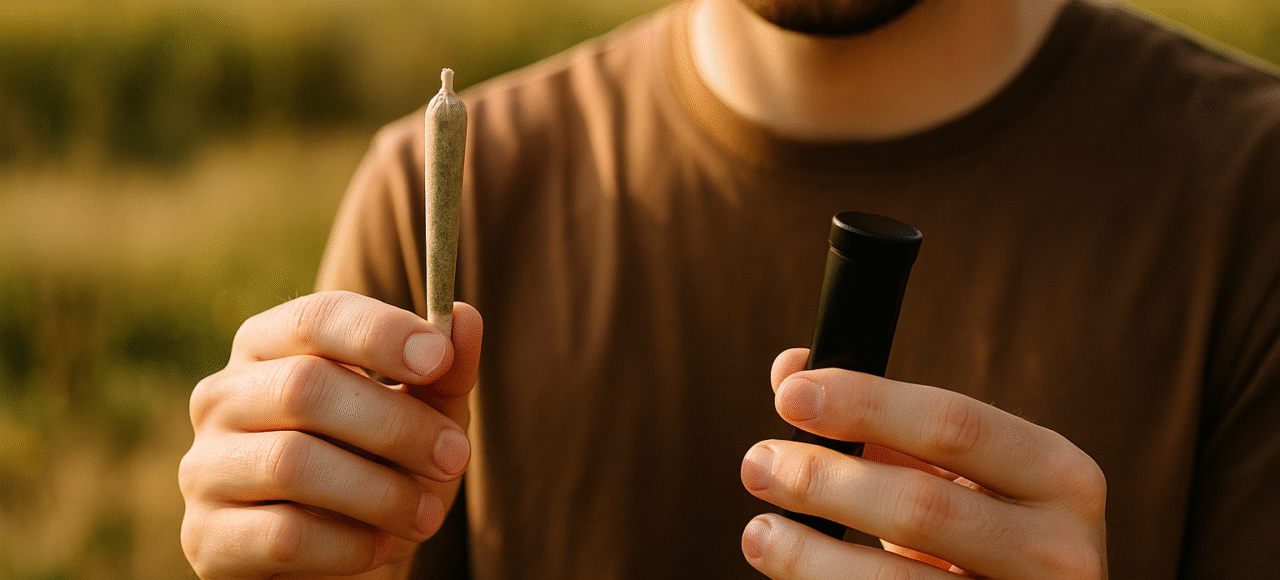 man holing joint and a lighter