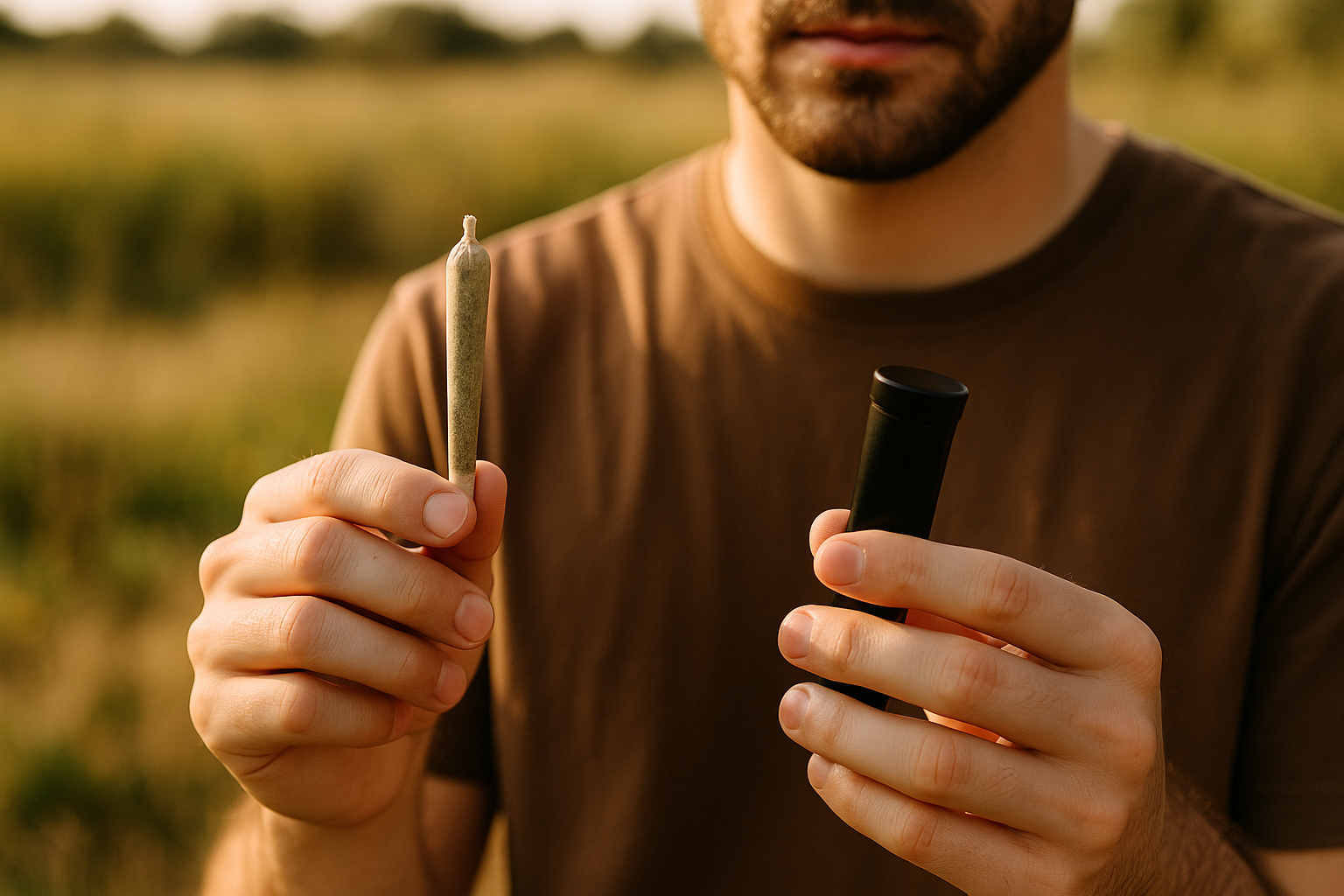 man holing joint and a lighter
